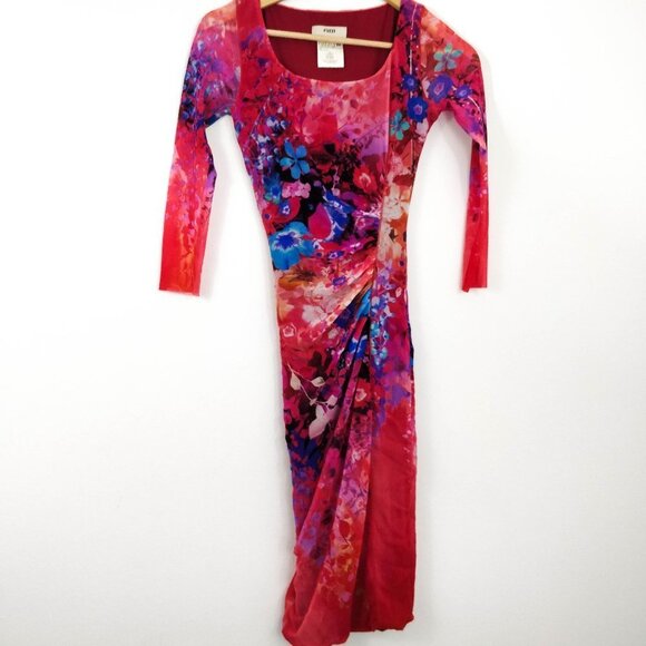 Jean Paul Gaultier Fuzzi Pink Mesh Draped Dress XS - Picture 1 of 7